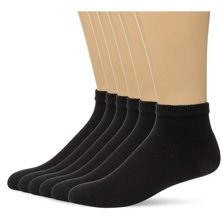 3/ 6/ 12 Pair HANES Men's Black Cotton Stretch Athletic Low Cut Sock Size10-13.
